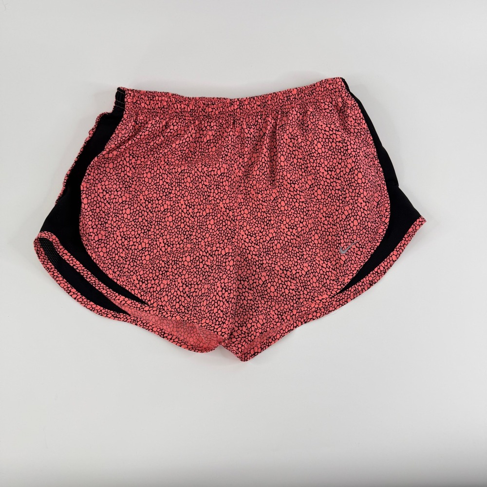 Nike Dri-Fit Running Shorts Womens Medium Pink Black Pebble Print Athletic